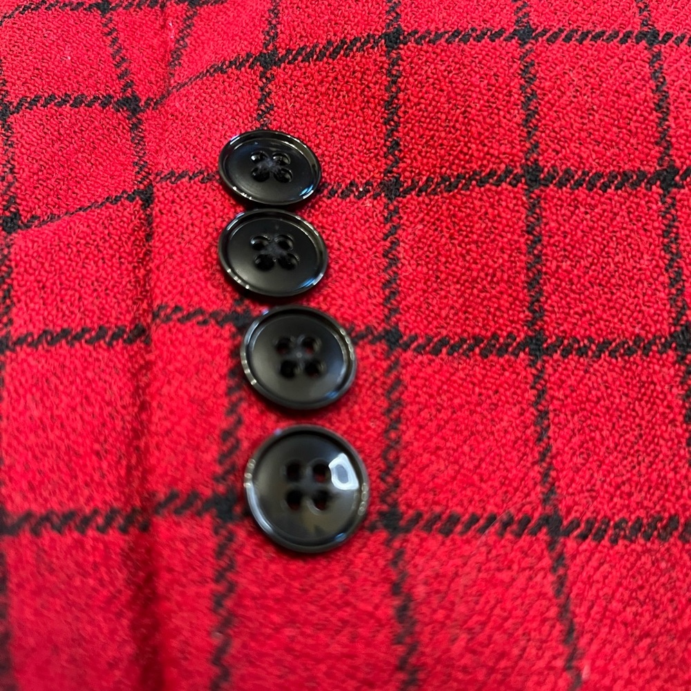 Ralph Lauren Wool Red Plaid Jacket 10 Zip closure with shoulder pads - Picture 2 of 5
